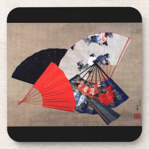 Japanese Five Fans, Hokusai, Ukiyoe Coaster