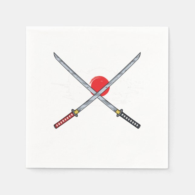Japanese Flag Sword Japan Katana Kendo Samurai Gif Napkin (Front)