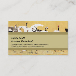 Japanese Flock Cranes Vintage Bird Rich Classic Business Card