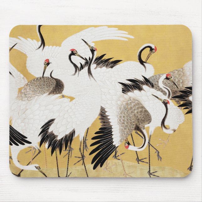 Japanese Flock Cranes Vintage Bird Rich Classic Mouse Pad (Front)