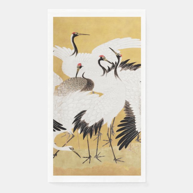 Japanese Flock Cranes Vintage Bird Rich Classic Napkin (Front)