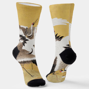 Japanese Flock Cranes Vintage Bird Rich Classic Socks