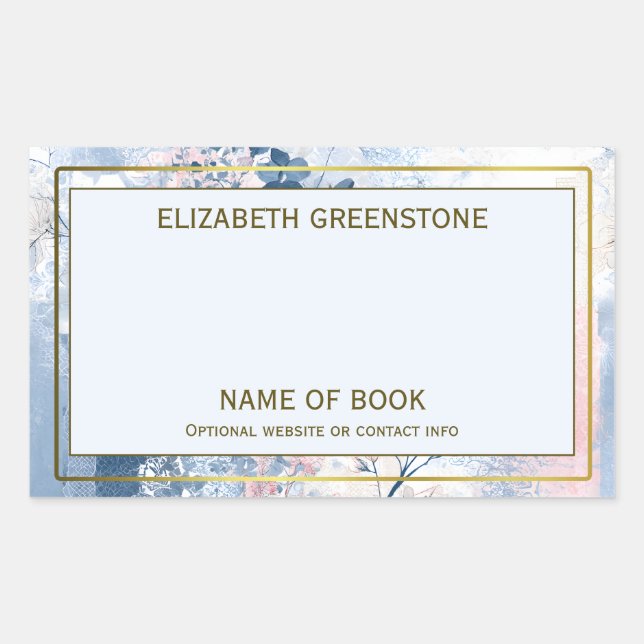 Japanese Floral Author Signature Bookplate Sticker (Front)