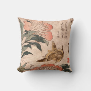 Japanese Floral/Bird Throw Pillow