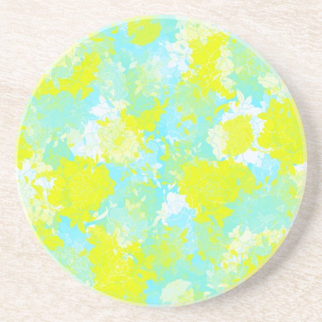 Japanese floral blue patterns coaster (Front)