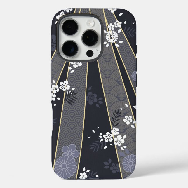 Japanese Floral Kimono Pattern Denim Case-Mate iPhone Case (Back)