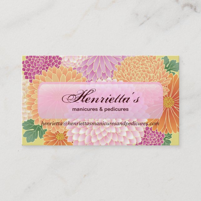 Japanese Floral Kimono Pattern Fine Art Business Card (Front)