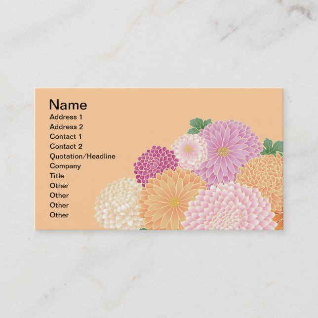 Japanese Floral Kimono Pattern Fine Art Business Card (Front)