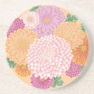 Japanese Floral Kimono Pattern Fine Art Coaster