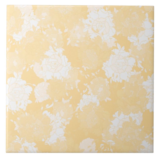 Japanese floral orange patterns tile (Front)