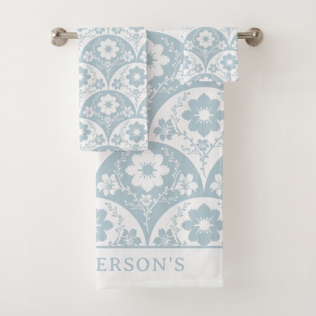 Japanese Floral Pattern in Soft Blue and White (En situation)