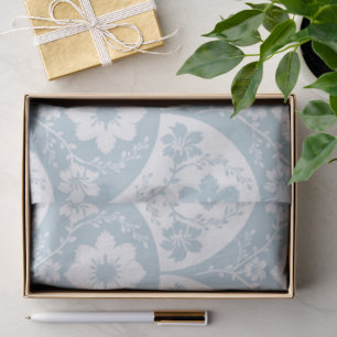 Japanese Floral Pattern in Soft Blue and White Tissue Paper