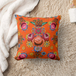 Japanese Floral Pattern Throw Pillow