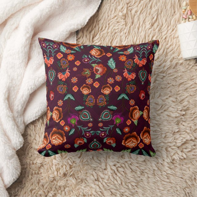 Japanese Floral Pattern  Throw Pillow (Blanket)