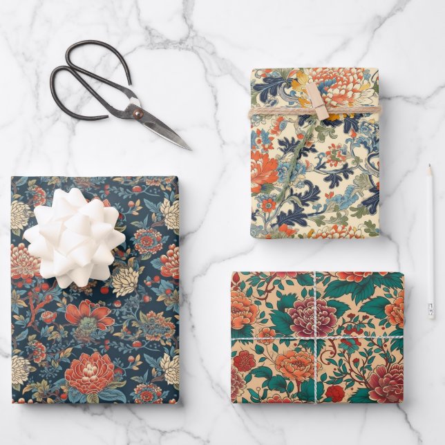 Japanese Floral Series II Wrapping Paper Sheet (Front)