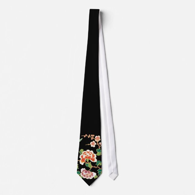Japanese Floral Tattoo Art Tie (Front)