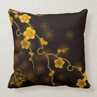 Japanese Flower Design Throw Pillow