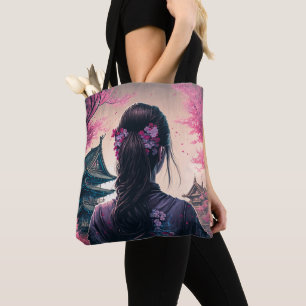 Japanese flower splendor carrier tote bag