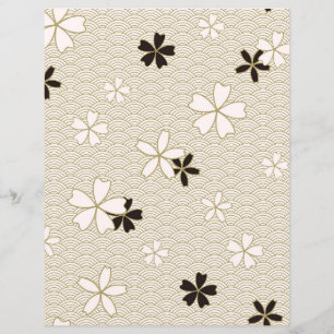 Japanese Flowers Scrapbook Paper   Elegant Floral 
