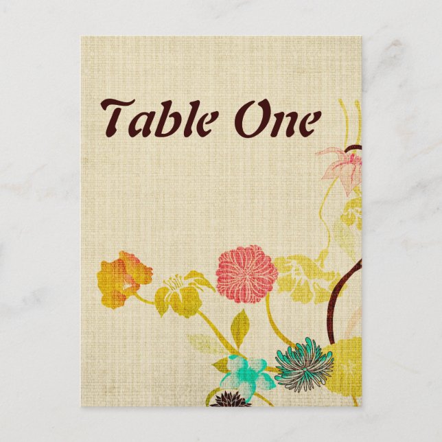 Japanese flowers table number Postcard (Front)