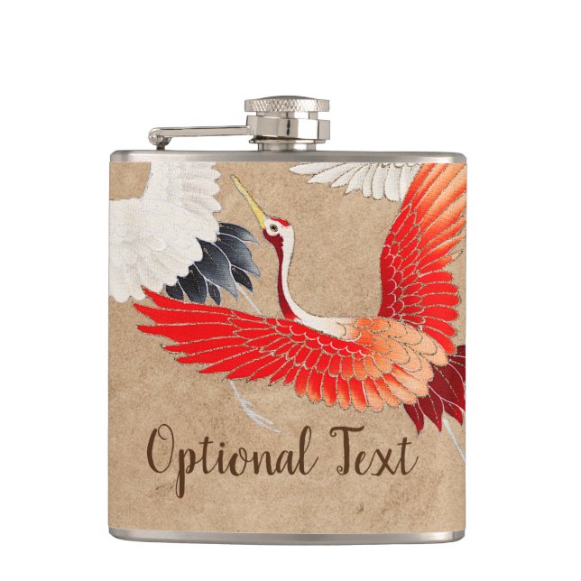 Japanese Flying Cranes Hip Flask (Front)