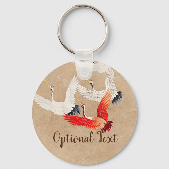 Japanese Flying Cranes Keychain (Front)
