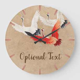 Japanese Flying Cranes Large Clock
