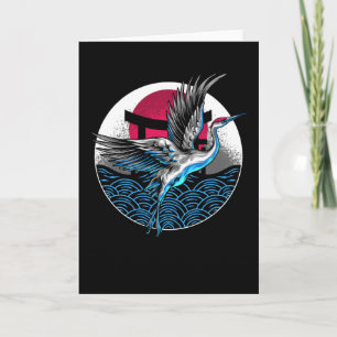 Japanese Flying Cranes with Japanese wavers Design Card