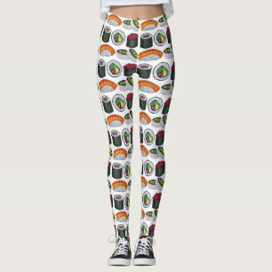Japanese Food Japan Sushi Nigiri Roll Foodie Print Leggings