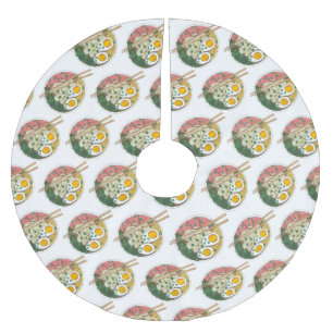 Japanese Food Pork Ramen Noodle Soup Foodie Brushed Polyester Tree Skirt