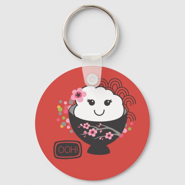 Japanese Food Rice Bowl Kawaii Keychain (Front)