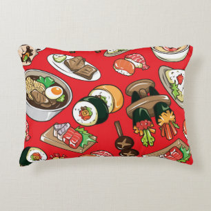 Japanese Food: Seamless Cultural Pattern Accent Pillow