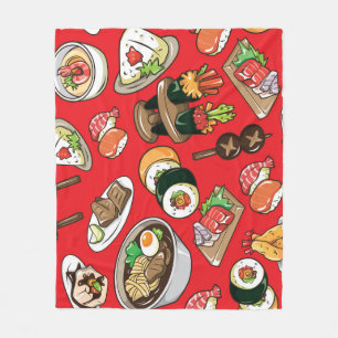 Japanese Food: Seamless Cultural Pattern Fleece Blanket