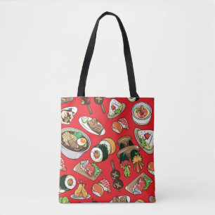 Japanese Food: Seamless Cultural Pattern Tote Bag