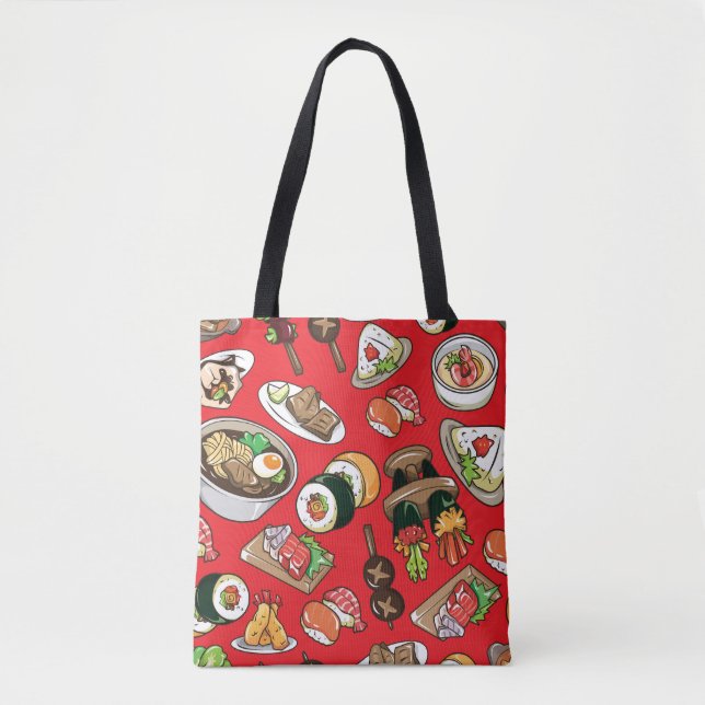 Japanese Food: Seamless Cultural Pattern Tote Bag (Front)