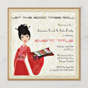 Japanese Food Sushi Party Custom Invitation