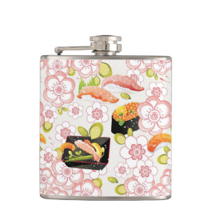Japanese Food: Sushi Pattern 2 Hip Flask