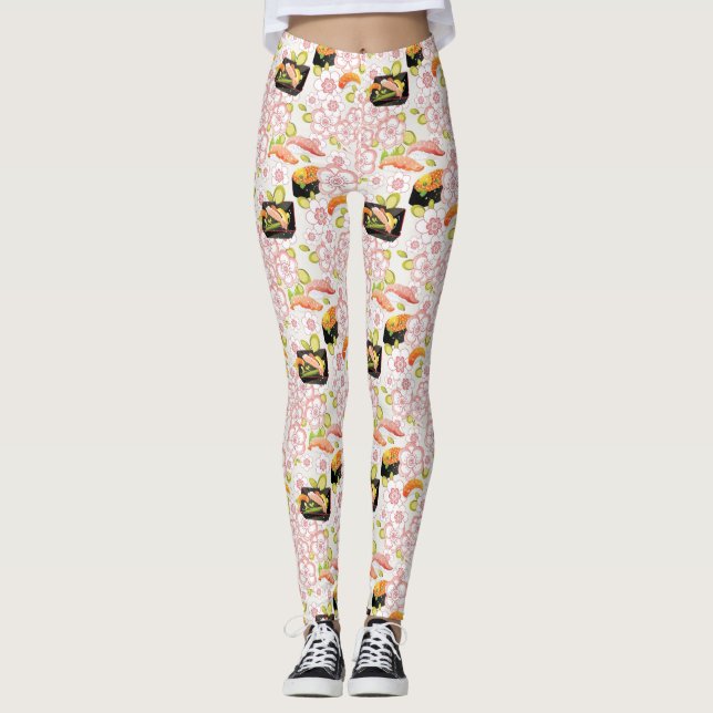 Japanese Food: Sushi Pattern 2 Leggings (Front)