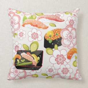 Japanese Food: Sushi Pattern 2 Throw Pillow