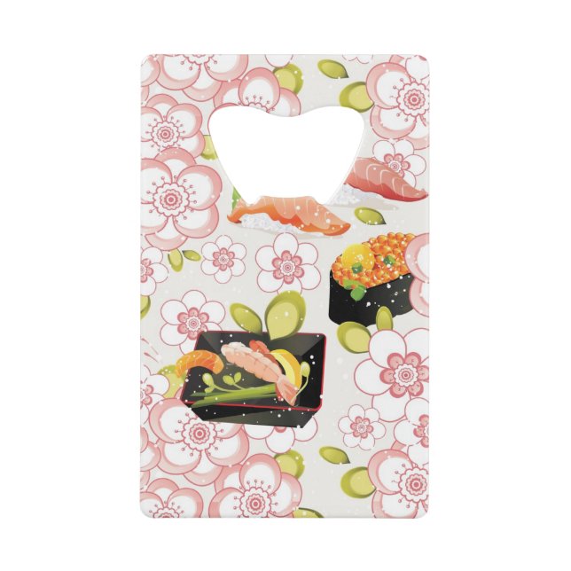 Japanese Food: Sushi Pattern 2 Wallet Bottle Opener (Front)