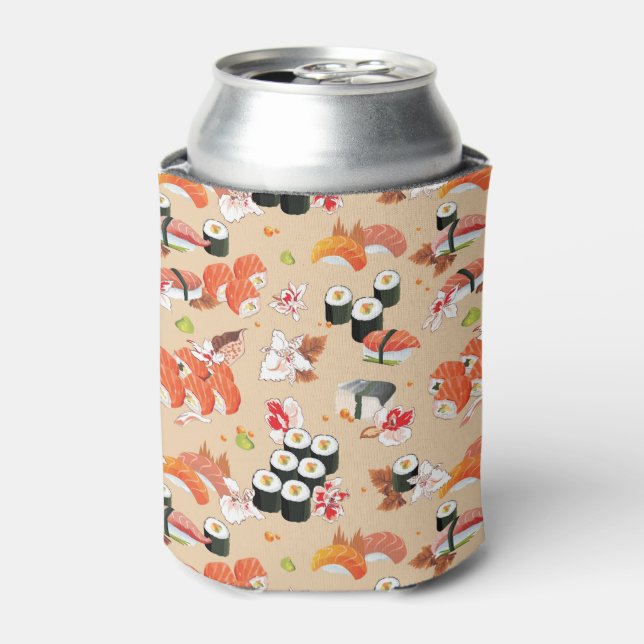 Japanese Food: Sushi Pattern 3 Can Cooler (Can Front)