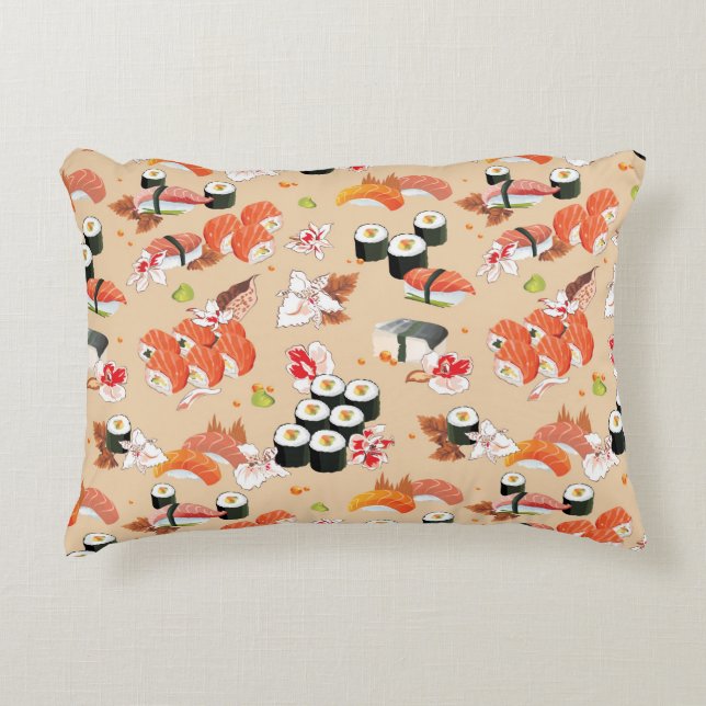 Japanese Food: Sushi Pattern 3 Decorative Pillow (Front)