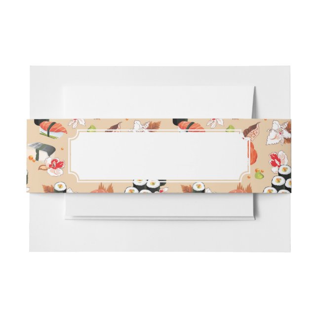 Japanese Food: Sushi Pattern 3 Invitation Belly Band (Front Example)