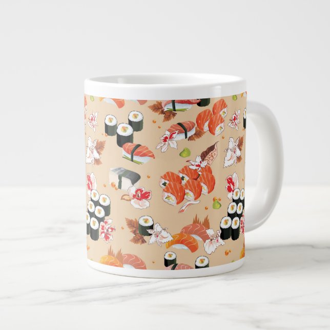 Japanese Food: Sushi Pattern 3 Large Coffee Mug (Front Right)
