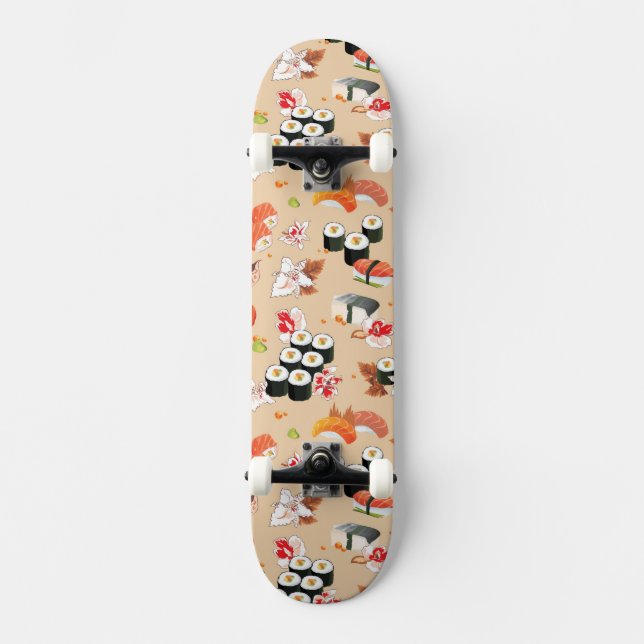 Japanese Food: Sushi Pattern 3 Skateboard (Front)