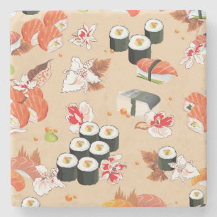 Japanese Food: Sushi Pattern 3 Stone Coaster