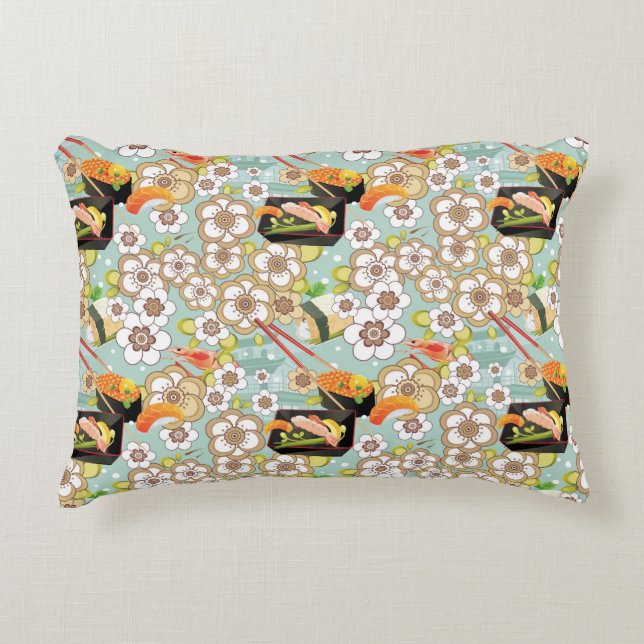 Japanese Food: Sushi Pattern 4 Decorative Pillow (Front)
