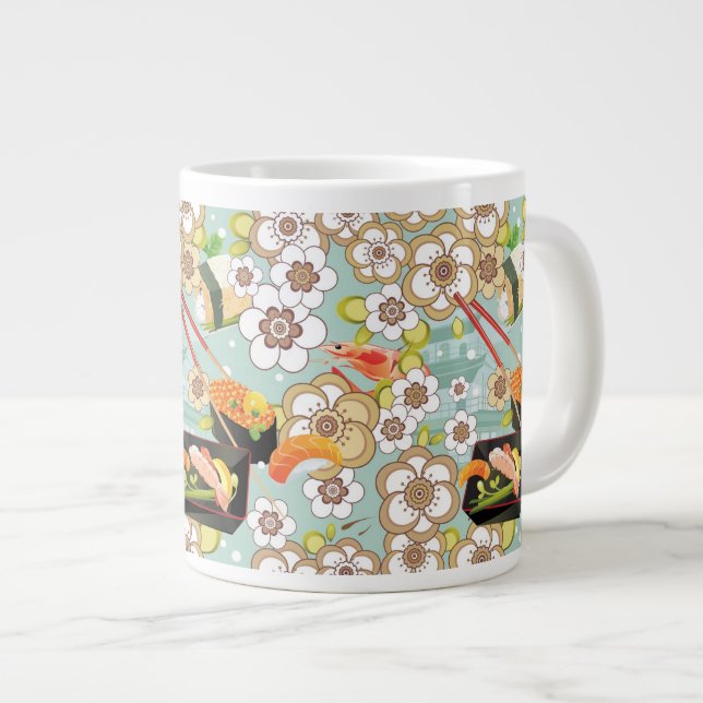 Japanese Food: Sushi Pattern 4 Large Coffee Mug (Front Right)