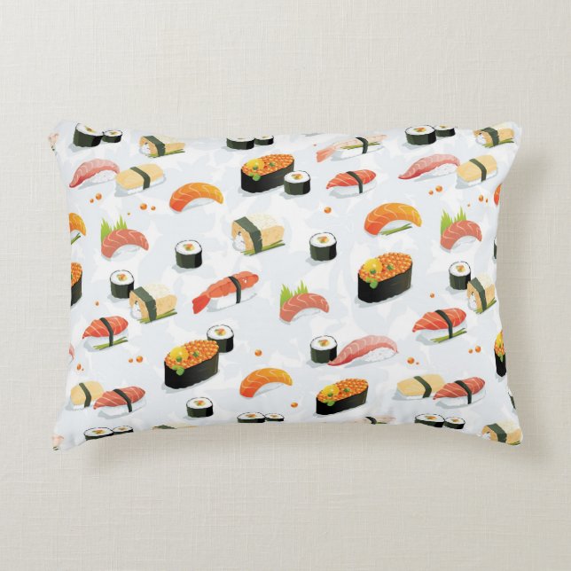 Japanese Food: Sushi Pattern Accent Pillow (Front)