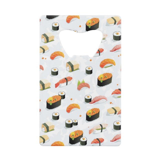 Japanese Food: Sushi Pattern Credit Card Bottle Opener (Front)